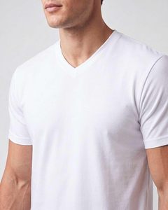 T-shirt de sport vintage à col en V, coupe ajustée, manches courtes, séchage rapide, anti-boulochage, polyester/coton 180g, entraînement - Product Image 2