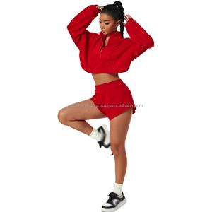 Women's Custom Yoga Set Crew Neck Pullover <b>Zipper</b> <b>Tie</b>-Dyed Sweatshirt Raw Hem Hoodie Plus Size Waterproof Washed 2-Piece - Product Image 1