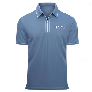 Polo de golf de alta calidad con cremallera de un cuarto para hombre, tejido básico de mezcla de algodón con un aspecto deportivo transpirable. - Product Image 1