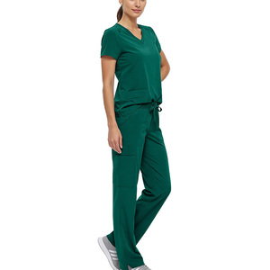 Women's Green <b>Scrub</b> Set V-Neck Top With Pockets And Drawstring Pants Hospital <b>Uniform</b> Medical Workwear - Product Image 5