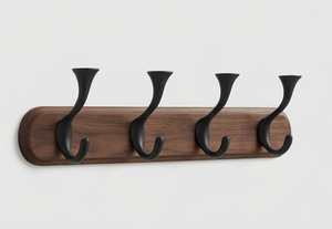 <b>Black</b> Wooden Frame Wall Mounted Door <b>Hook</b> Metal Perfect For Bathroom Toilet <b>Hooks</b> Towel And Coat Organization - Product Image 5