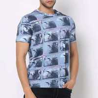 T-shirt pour homme à col rond et manches courtes, coupe classique, respirant, en polyester tricoté, imprimé par sublimation, décontracté, été, séchage rapide