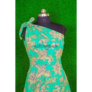 เดรสทรงบอดี้คอนแบบไหล่เดียวขายดีที่สุด ผ้าฝ้ายแท้ 100% ลายพิมพ์สวยหรู สวมใส่สบาย เหมาะสำหรับงานปาร์ตี้ ชายหาด งานแต่งงาน สำหรับผู้หญิง - Product Image 2