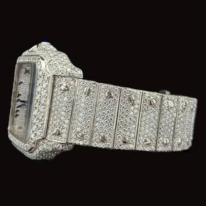 Reloj de Pulsera de Marca para Hombre, con Diamantes Moissanite de Alta Gama, Totalmente Cubierto de Diamantes, Esfera Cuadrada con Números Arábigos, Oro Blanco, para Cualquier Ocasión - Product Image 2