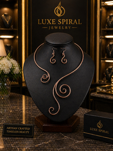 Collier en cuivre fait main, motif enroulé, bijoux en métal exquis et tendance, artisanat artisanal - Product Image 1