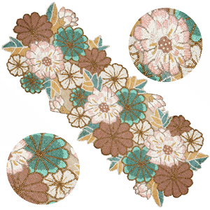 36" Glass Beaded <b>Dining</b> <b>Table</b> <b>Runner</b> High Quality Hand Beaded Work With Custom Floral Design Low Price <b>Runners</b> for Christmas - Product Image 1