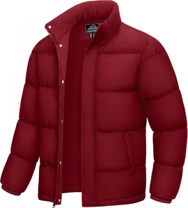 OEM 2026 Premium Fashionable Best Quality Custom Canvas <b>Winter</b> Men's Regular Hooded Puffer <b>Jacket</b> Polyester Filling Front Logo - Product Image 1