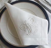 Serviettes en lin personnalisées brodées à la main, serviettes de mariage brodées, sets de table monogrammés à la main, vente en gros