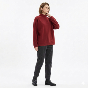 Sweat-shirts à col montant en polaire personnalisés avec logo, manches longues, pour femmes - Sweat-shirts décontractés en polyester/coton pour l'hiver - Product Image 4