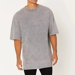 T-shirt décontracté gris délavé en coton pour homme, coupe oversize, col rond, manches courtes, style jersey uni - Product Image 4