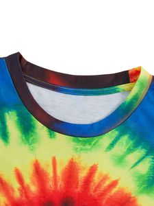 T-shirt décontracté pour femme en jersey 100 % coton, style bohème, tie-dye, col rond, manches courtes, coupe classique, printemps-été - Product Image 6