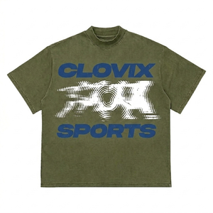Clovix Sports Mens <b>Top</b> Quality Heavyweight Short Sleeve T Shirt Regular Fit Cotton Graphic Printed Casual Summer Apparel - Product Image 1