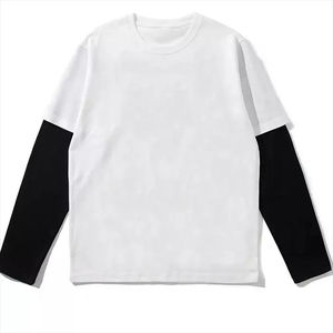 เสื้อยืดแขนยาวคอกลมผู้ชาย สีพื้น ผ้าถัก สไตล์ลำลอง แต่งขอบตัดกัน ผ้าฝ้าย 100% ทรงปกติ - Product Image 2