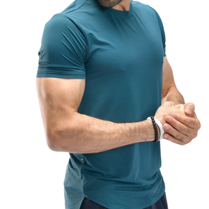 Men's Custom Ocean Aqua Performance <b>TShirt</b> Lightweight QuickDry <b>Polyester</b> Spandex Gym Training Sports Tee OEM Activewear Top - Product Image 3