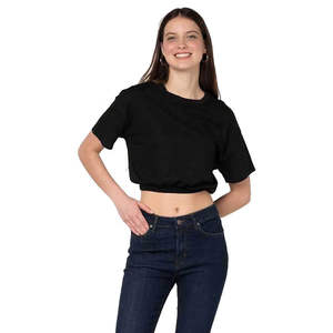 T-shirt court côtelé écologique à carreaux pour femme, coupe régulière, mignon, élégant et tendance, idéal pour l'été - Product Image 1