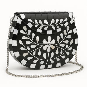 Mother of Pearl Mosaic Purse <b>Stone</b> Inlay Shoulder Bag Vintage Mosaic Crossbody Bag Handcrafted Designer Purse Metal Mosaic - Product Image 6