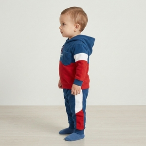 Color Block Fashion Two Toned Tracksuit Fleece Cotton Jogging Sportswear Kids <b>Boys</b> Hooded Trouser 2pcs Track Suit Sweat suits - Product Image 2