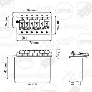 Pont de Tremolo pour Guitare Électrique Noir D46BB Fabriqué en Corée – Pièce et Accessoire pour Instruments à Cordes - Product Image 4