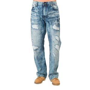 Relaxed Fit Distressed Denim <b>Jeans</b> Men's Heavy Ripped Trousers Medium Wash Cotton Breathable Streetwear Fashion Casual Pants - Product Image 5