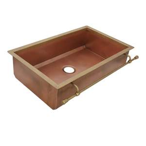 Évier en cuivre rustique moderne, évier de cuisine en cuivre martelé à poser, évier de salle de bain carré en cuivre fait main, finition patine antique - Product Image 2