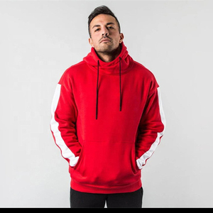 Sweat-shirt à capuche rouge pour homme, en molleton, coupe ample, décontracté, automne, tricoté, avec poche, coupe classique, 100% coton, couleur unie - Product Image 1