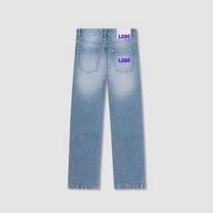 Jeans de Hombre Vintage de Cintura Media, Corte Recto, Lavado a la Piedra, 100% Algodón, Ligeros, para Verano, Otoño, Primavera e Invierno, Personalizados OEM ODM - Product Image 2