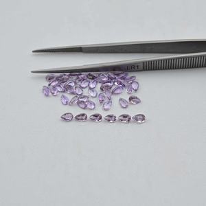 4mm 6mm Natural Pink Amethyst Faceted Pear Cut Loose Semi Precious Gemstone AAA Grade Handmade India Third Party Certified - Product Image 1