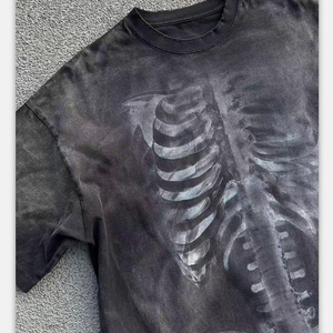Camiseta de Algodón Lavado con Cuello Redondo, Manga Corta, para Hombre, Estilo Casual, Tie-Dye, Tejido de Punto, Corte Regular, Color Sólido - Product Image 6