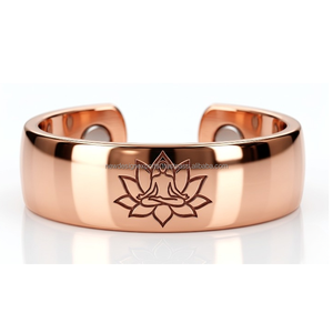 Anillo de Cobre Puro Premium con Diseño de Loto • Anillo de Lujo Grabado con Silueta Meditando para la Sanación - Product Image 6