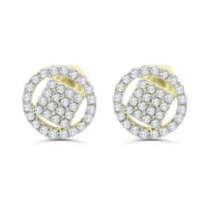 1/2 TCW Real Diamond Cluster Stud Earrings Round Cut I GH Color | Elegant Halo Design Gold Studs Fine Jewelry Gift for Women - Product Image 2