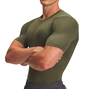 Haut de compression d'entraînement pour homme, tricoté en polyester/coton, respirant, léger, extensible, anti-boulochage, manches courtes - Product Image 6