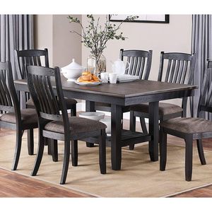 Tavolo da Cucina e Sala da Pranzo in Legno di Gomma con Ripiano Portaoggetti, Finitura Caffè Scuro, per Uso Domestico - Product Image 2