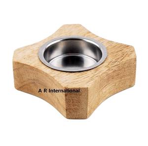 Porte-bougie en bois de style nordique, imprimé à la main en soie, 1 couleur, forme unique, décoration de Noël, fabrication artisanale indienne - Product Image 5