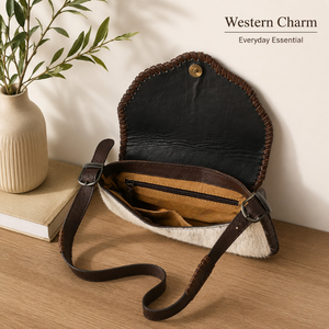 Sac bandoulière en cuir véritable de vachette à poils, fait main, style western floral, sac à main vintage pour femme, sac de voyage - Product Image 2