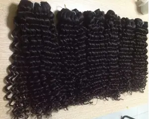 Unprocessed Virgin Human Tangle Free Curly Hair Extension Raw Temple Extensions Hair Manufacture and Export Supply with Custom