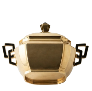 Soupières en métal de style moderne avec finition dorée, couvercle gravé, vaisselle sur mesure, best-seller - Product Image 3