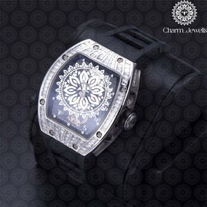 Charm Jewells Men's Luxury Stainless Steel Tonneau <b>Mechanical</b> <b>Watch</b> 43mm Rubber Band Sapphire Crystal Luminous Buckle - Product Image 2