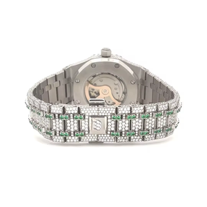 Reloj de Lujo de Acero Inoxidable con Movimiento de Cuarzo y Esfera de Cristal de Moissanita Antigua de Diseñador de Moda - Product Image 4