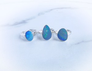 แหวนโอปอลออสเตรเลียแท้ แหวนเงินแท้ประดับโอปอลดับเบิ้ลท์ แหวนประจำเดือนตุลาคม เครื่องประดับอัญมณีสุดหรู ของขวัญสำหรับเธอ - Product Image 1