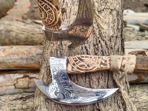 ขวานเหล็กตีขึ้นรูป ด้ามไม้ พร้อมลายสีแดง สำหรับตัดต้นไม้ ระดับ DIY - Product Image 4