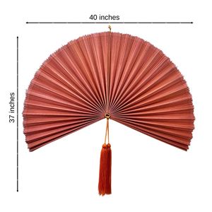 Large Bamboo Wall Fan <b>Decor</b> – Natural Boho Vintage Handwoven Decorative Fan for Living Room Bedroom - Product Image 2