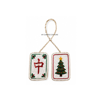 Breloques de sac de Noël Mahjong perlées faites à la main, décorations traditionnelles personnalisées pour les fêtes, ornements en perles de rocaille, design tendance