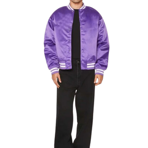 Veste de baseball en satin personnalisée de haute qualité, respirante, avec logo d'équipe sportive, pour hommes - Product Image 4