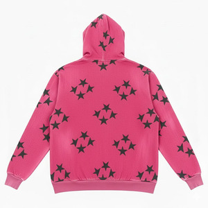 Sweat-shirt à capuche zippé imprimé étoiles roses, unisexe, décontracté, en polaire, pour l'automne, coupe classique et sweat-shirt personnalisé pour homme - Product Image 2