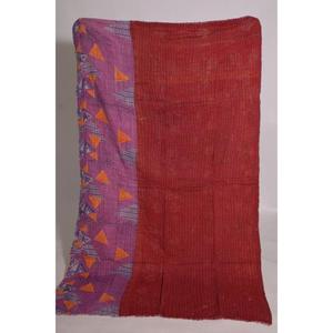 Handmade Kantha <b>Quilt</b> Vintage Indian Floral Print Cotton <b>Throw</b> Eco Friendly Boho Reversible Bedspread - Product Image 1