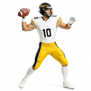 White American Football Jersey with Yellow Pant <b>Top</b> Trending American Football Uniform Set High Quality at Factory Sale Rate - Product Image 5