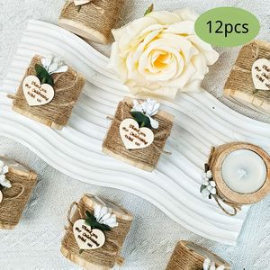 12 bougeoirs cylindriques en bois pour décorations de table de mariage et centres de table de douche nuptiale, cadeaux de remerciement pour les invités - Product Image 6