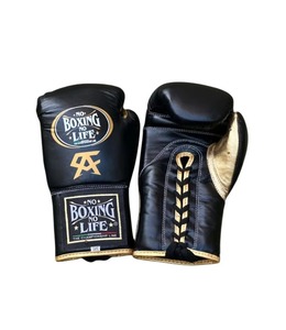 No Boxing No Life Gants de boxe en cuir Noir et Or à lacets pour adultes, équipement d'entraînement à doigts entiers - Product Image 4
