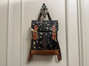 Real Handmade <b>Black</b> Metallic Fur Leather <b>Backpack</b> <b>Women</b> Stylish Premium Quality Genuine Leather Multi Uses Vintage Mini <b>Backpack</b> - Product Image 4