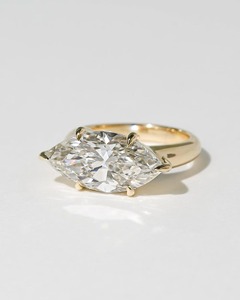 แหวนเพชรทรงมาร์คีส์เพาะเลี้ยงในห้องปฏิบัติการ ทองคำขาว 14K แหวนหมั้นเพชรเม็ดเดี่ยว 6 กรงเล็บ ขนาด 2 มม. แหวนแต่งงาน - Product Image 5